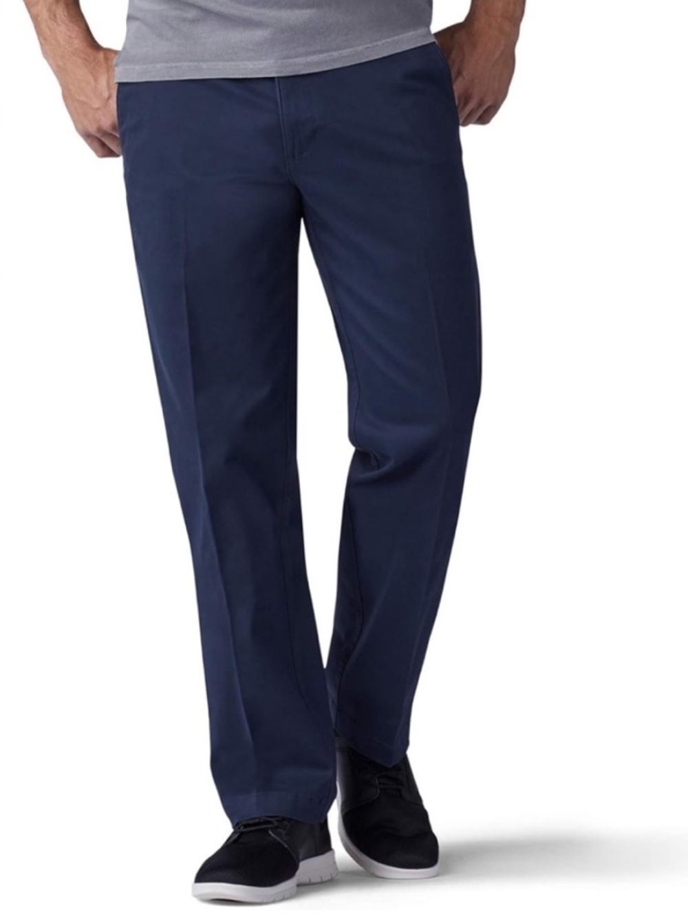 Lee Men's Extreme Motion Flat Front Regular Straight Pant Dark Navy Blue NWT